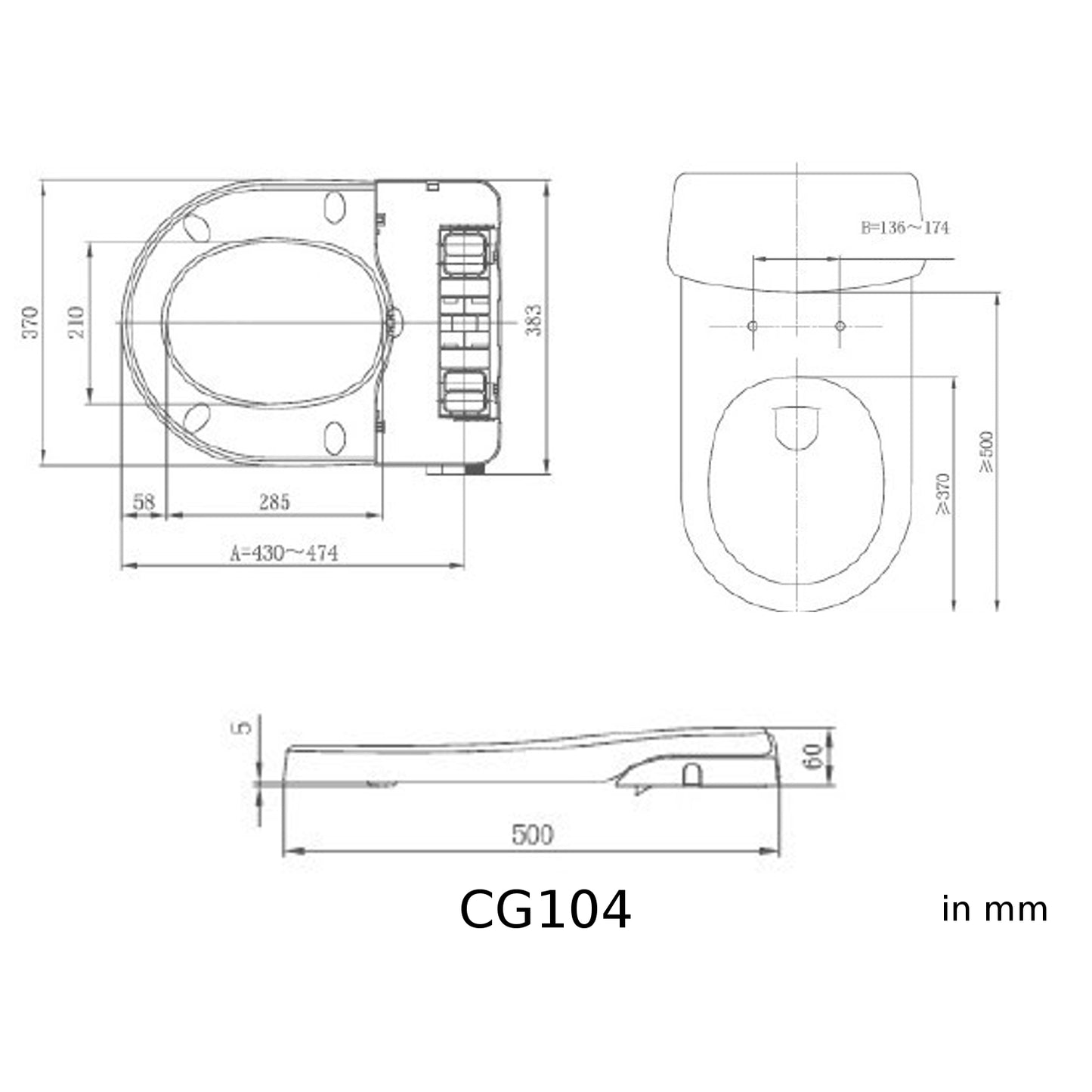 WC-Sitz mit integriertem Dusch-WC CG104