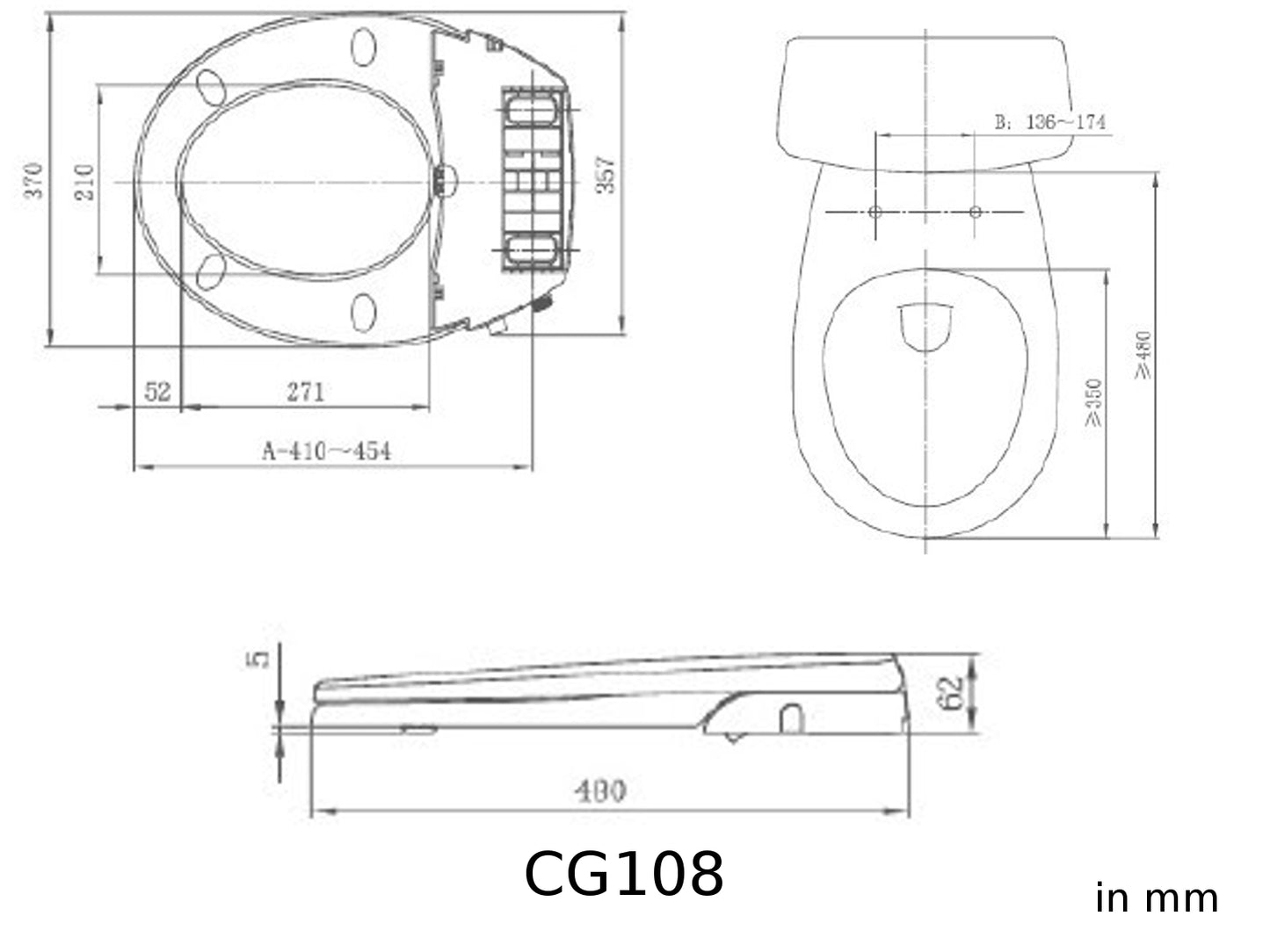 WC-Sitz mit integriertem Dusch-WC CG108